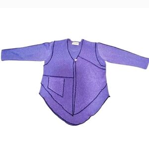 CHICO MOD Paris Purple Knit Sweater Layered Toggle Button Sz L?